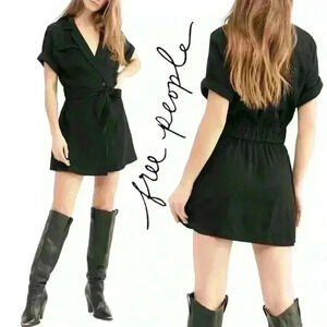 FREE PEOPLE Linen Blazer Inspired Mini Wrap Dress